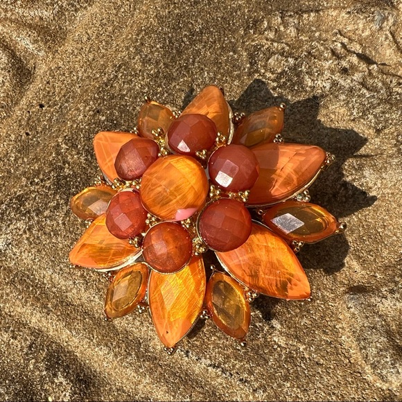 Large peach and amber brooch - Picture 4 of 7